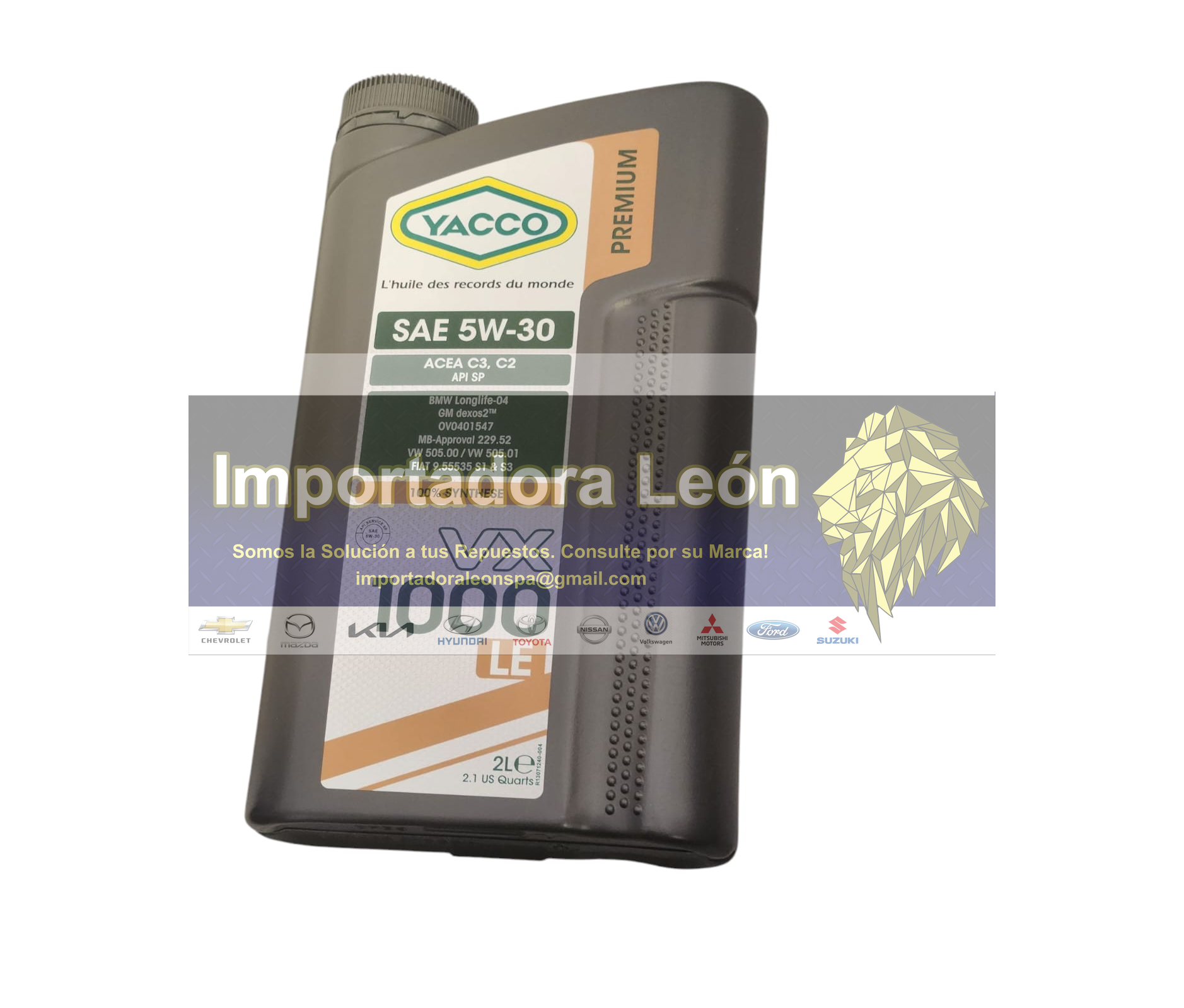 Aceite 5w30 Sintetico Yacco 2 Litros